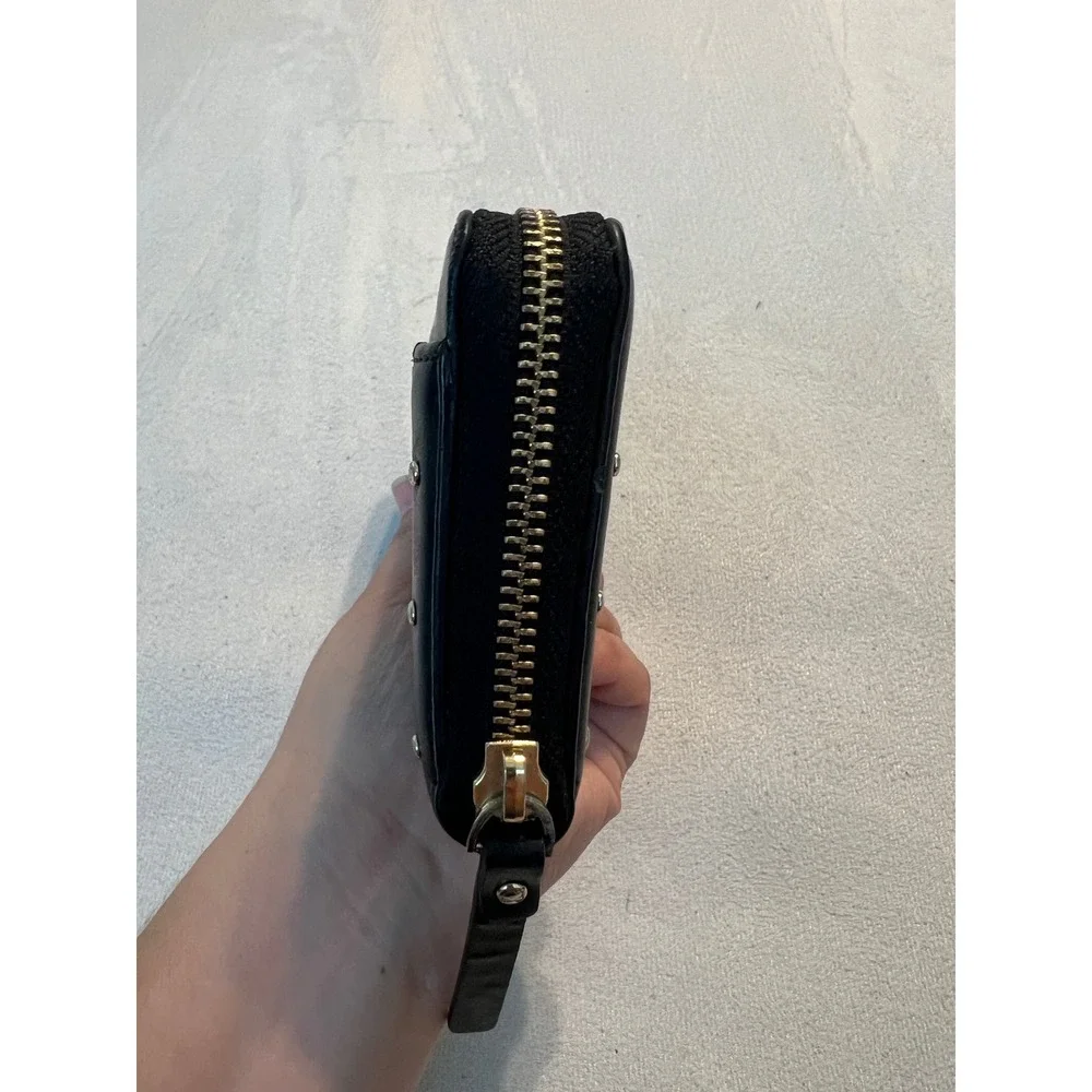 Kate Spade Black Leather Studded Zip Around Wallet Long Continental Clutch - Picture 7 of 14